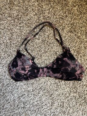 RVCA Pink & Black Tie-Dye Bikini Top